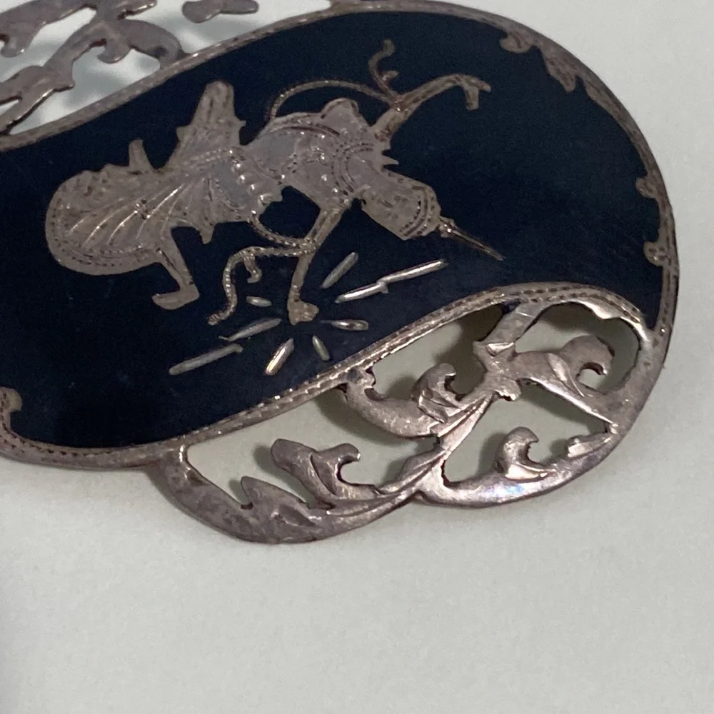 VTG Sterling Silver Niello Siam Pendant Brooch - Picture 3 of 8